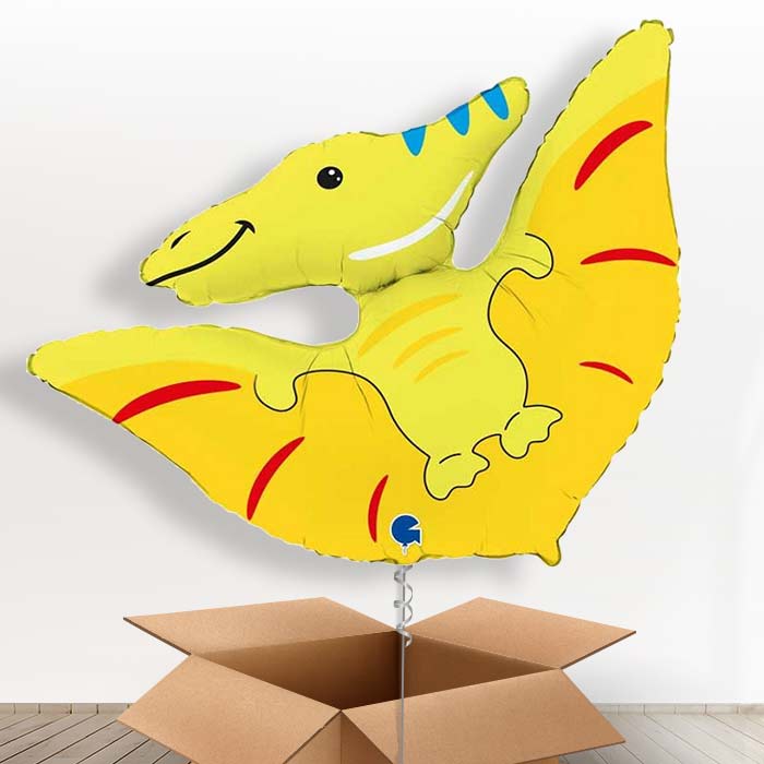 Yellow Shaped Pterodactyl Helium Balloon in a Box - 1 x Giant Balloon | Party Save Smile