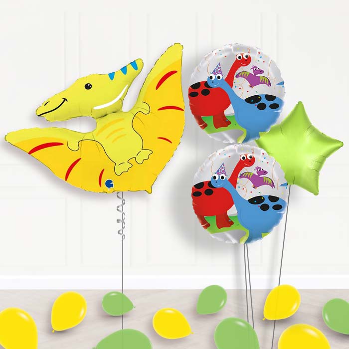 Pterodactyl Shaped Balloon Bouquet Delivery-Giant Balloon + 2 Themed Balloons + 1 Plain Balloon + Mini Balloons 