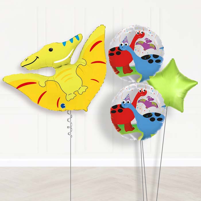 Pterodactyl Shaped Balloon Bouquet Delivery-Giant Balloon + 2 Themed Balloons + 1 Plain Balloon 