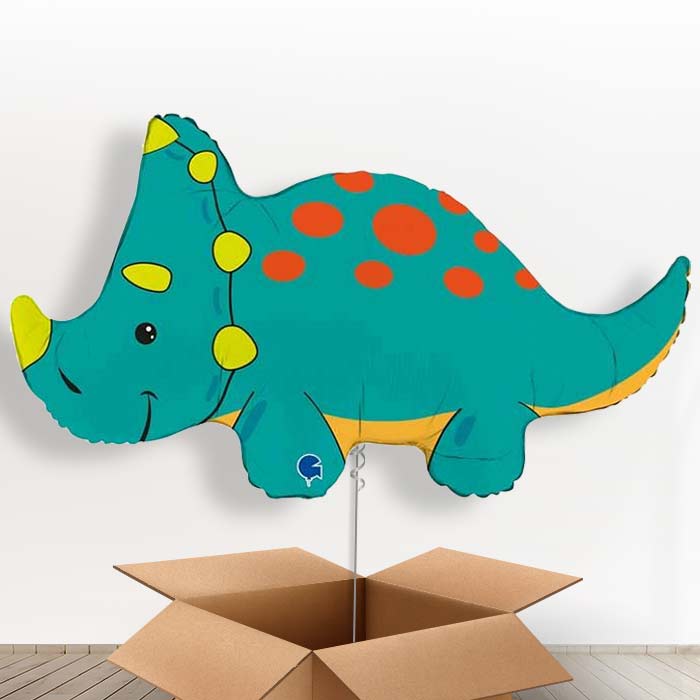 Green Triceratops Shaped Helium Balloon in a Box - 1 x Giant Balloon | Party Save Smile
