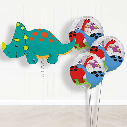Green Triceratops Shaped Balloon Bouquet Delivery - 1 x Giant Balloon with Themed Bouquet | Party Save Smile