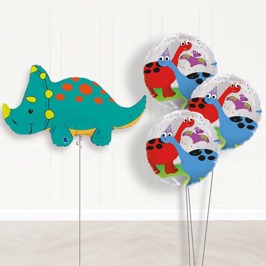 Green Triceratops Shaped Balloon Bouquet Delivery - 1 x Giant Balloon with Themed Bouquet | Party Save Smile