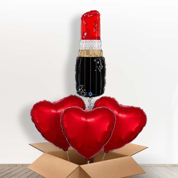 Red Lipstick Shaped Helium Balloon in a Box - with 3 Plain Balloons | Party Save Smile