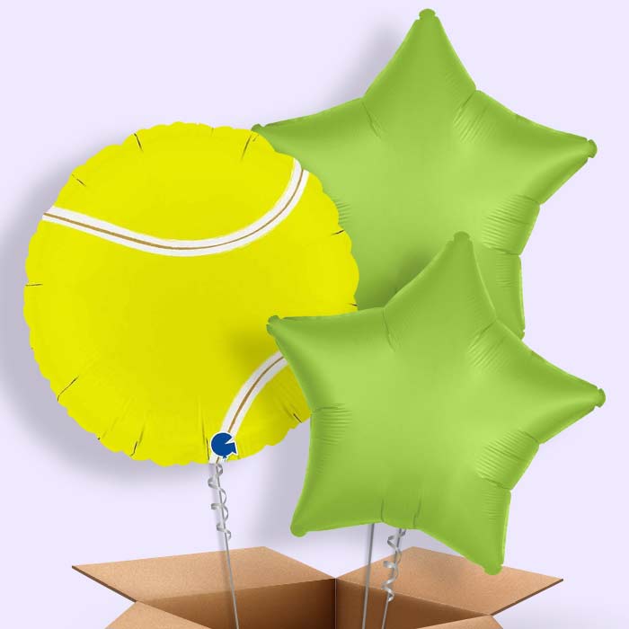 Tennis Ball Helium Balloons in a Box - 3 Balloon | Party Save Smile