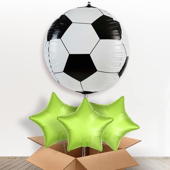 Inflated Football Helium Balloon in a Box - With 3 Plain Balloons | Party Save Smile