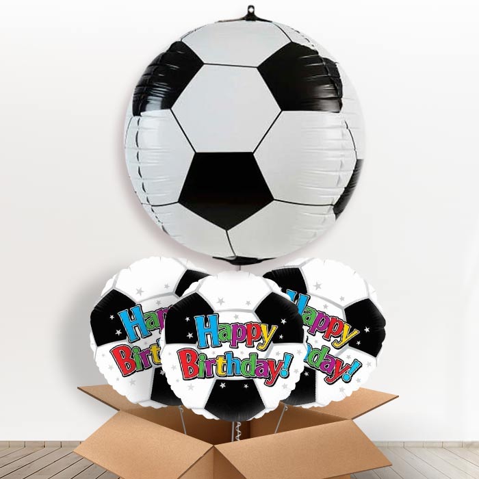 Inflated Football Helium Balloon in a Box - With 3 Themed Balloons | Party Save Smile