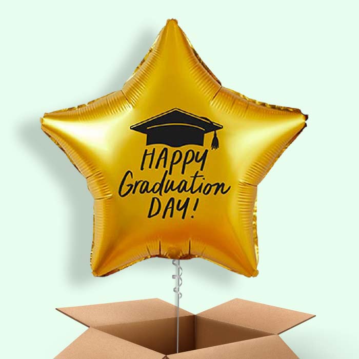 Gold Happy Graduation Helium Balloons Delivered - 1 Balloon | Party Save Smile