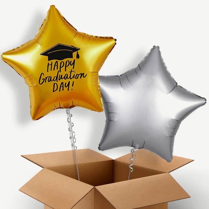 Gold Happy Graduation Helium Balloon Two | Party Save Smile