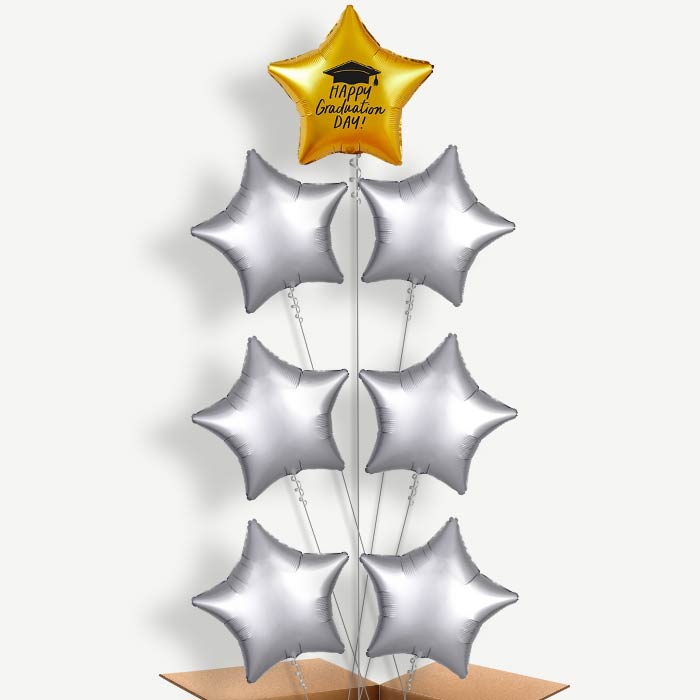 Gold Happy Graduation 7 Helium Balloon Arrangement | Party Save Smile