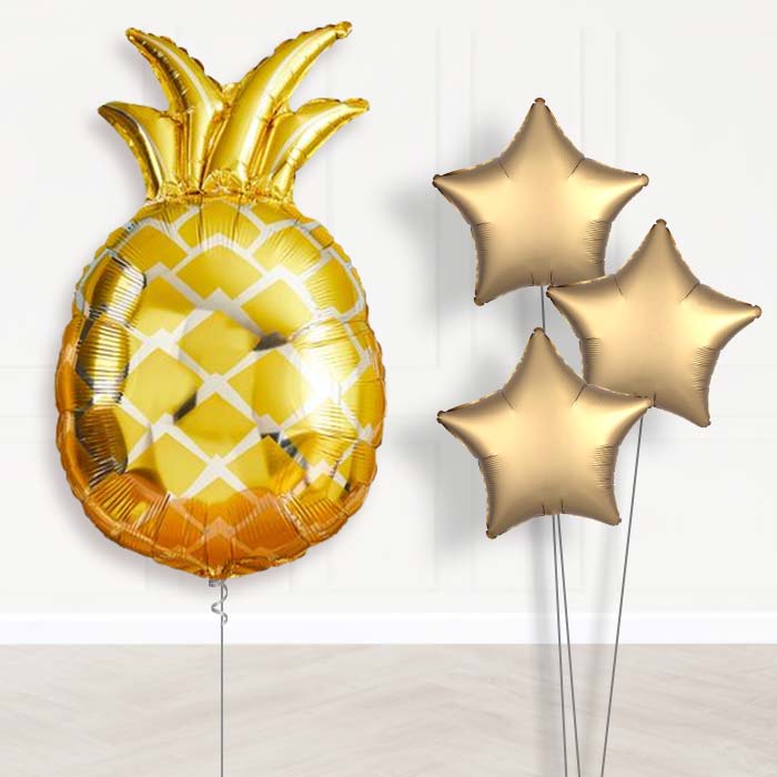 Giant Pineapple Shaped Balloon Bouquet Delivery - Plain Bouquet | Party Save Smile