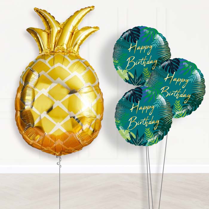Giant Pineapple Shaped Balloon Bouquet Delivery - Themed Bouquet | Party Save Smile
