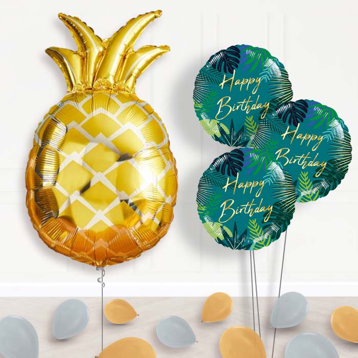Giant Pineapple Shaped Balloon Bouquet Delivery - Themed Bouquet and Latex | Party Save Smile