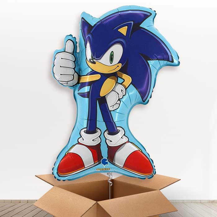 Shaped Sonic the Hedgehog Helium Balloon in a Box - 1 x Giant Balloon | Party Save Smile