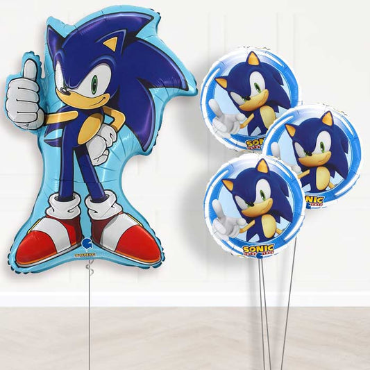 Shaped Sonic the Hedgehog Balloon Bouquet Delivery - 1 x Giant Balloon with Themed Bouquet | Party Save Smile