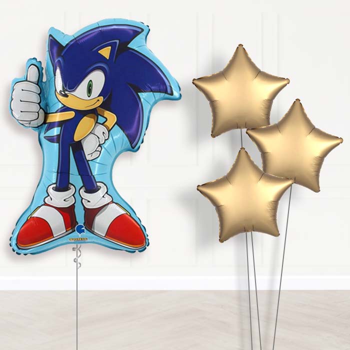 Shaped Sonic the Hedgehog Balloon Bouquet Delivery - 1 x Giant Balloon with Plain Bouquet | Party Save Smile