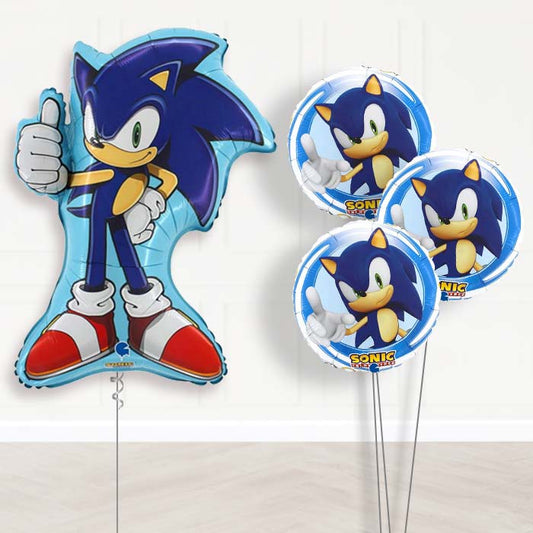 Shaped Sonic the Hedgehog Balloon Bouquet Delivery - 1 x Giant Balloon with Themed Bouquet | Party Save Smile