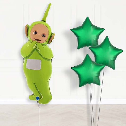 Shaped Dipsy Teletubbies Balloon Bouquet Delivery - 1 x Giant Balloon with Plain Bouquet | Party Save Smile