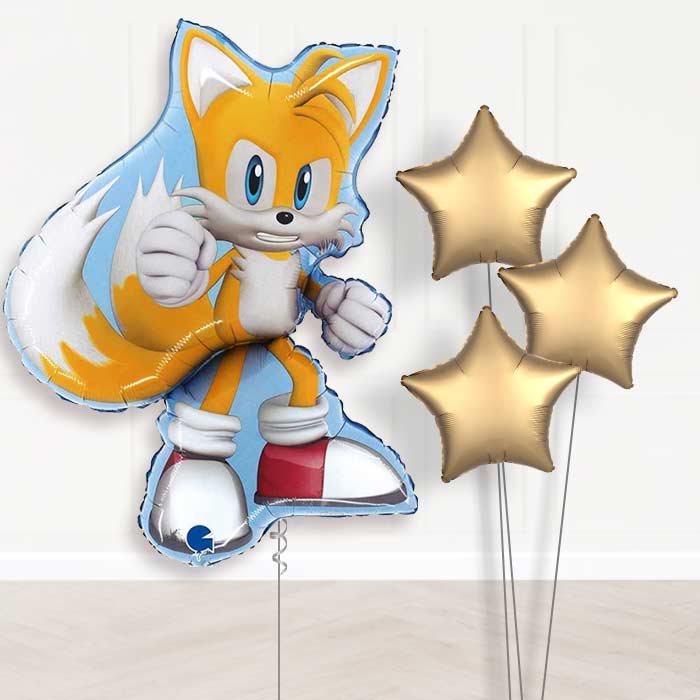 Tails from Sonic the Hedgehog Shaped Balloon Bouquet - 1 x Giant Balloon with Plain Bouquet | Party Save Smile