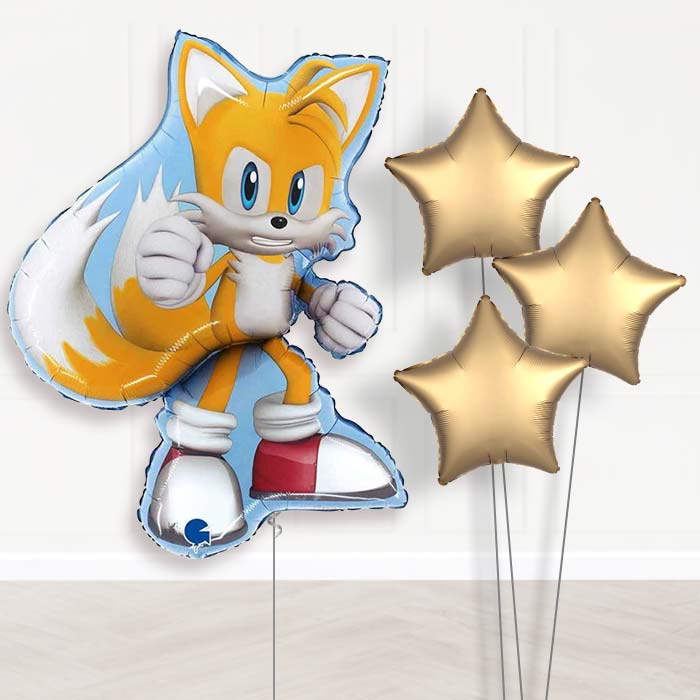 Tails from Sonic the Hedgehog Shaped Balloon Bouquet - 1 x Giant Balloon with Plain Bouquet | Party Save Smile