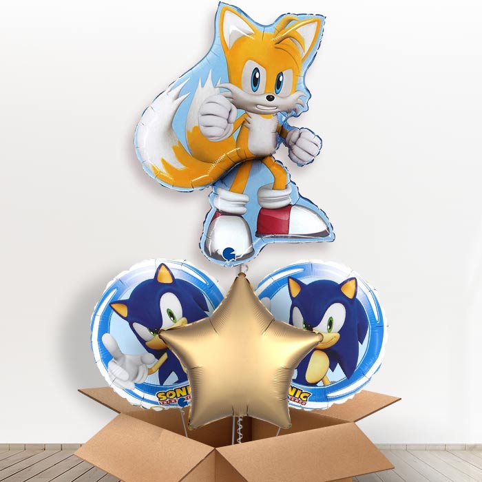 Tails from Sonic the Hedgehog Shaped Balloon in a Box-1 x Giant Balloon and 2 Themed Balloons and 1 Plain Balloon 