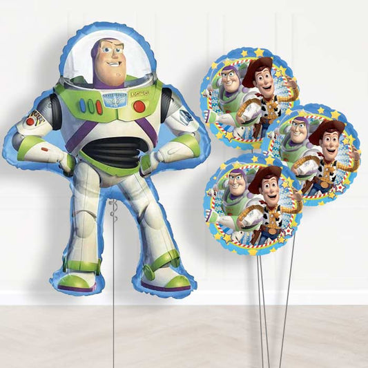 Giant Buzz Lightyear Shaped Balloon Bouquet Delivery - 1 x Giant Balloon with Themed Bouquet | Party Save Smile