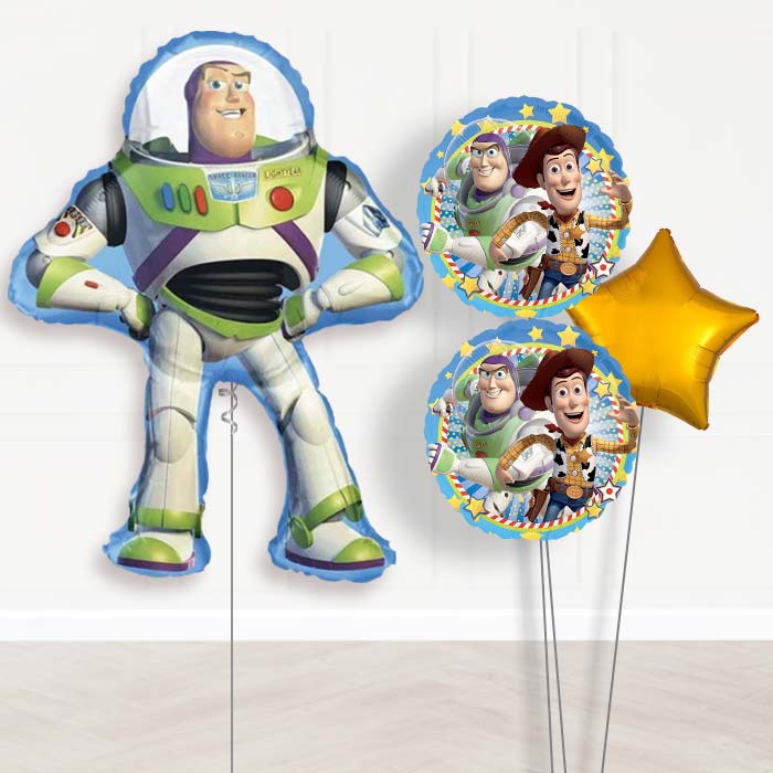 Giant Buzz Lightyear Shaped Balloon Bouquet Delivery-Giant Balloon + 2 Themed Balloons + 1 Plain Balloon 