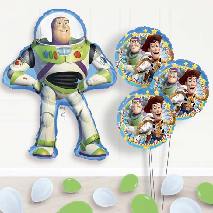Giant Buzz Lightyear Shaped Balloon Bouquet Delivery - 1 x Giant Balloon with Themed Bouquet and Latex | Party Save Smile