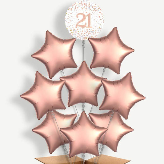 Rose Gold & White 21st Birthday Helium Balloon Bundle | Party Save Smile