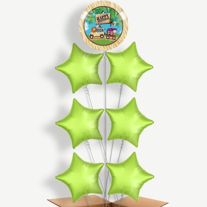 Safari Animal Happy Birthday Helium Balloon Arrangement | Party Save Smile
