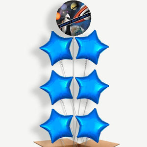 Space Themed Birthday 7 Helium Balloon Arrangement