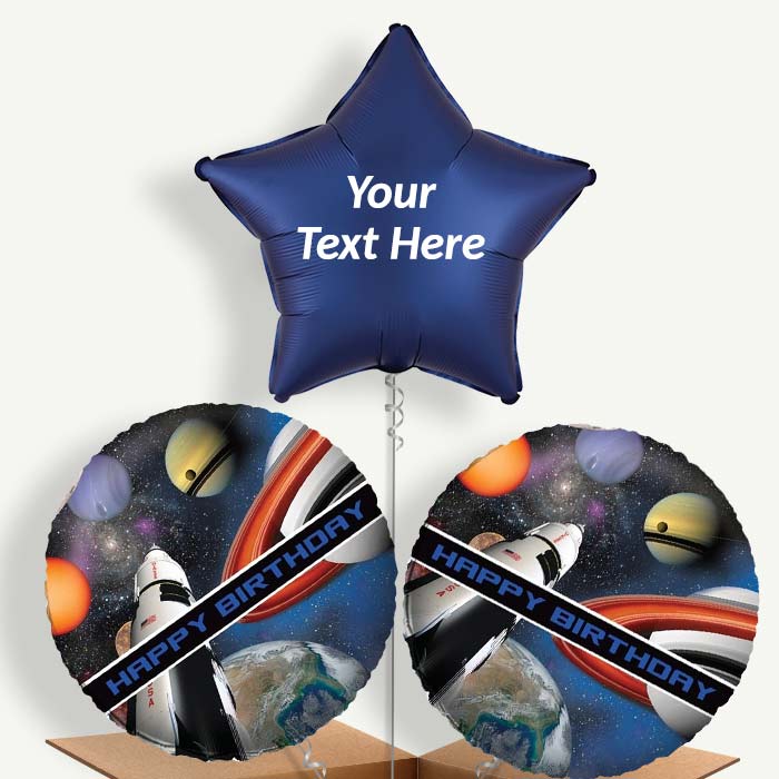 Personalisable Space Themed Birthday Helium Balloons | Party Save Smile