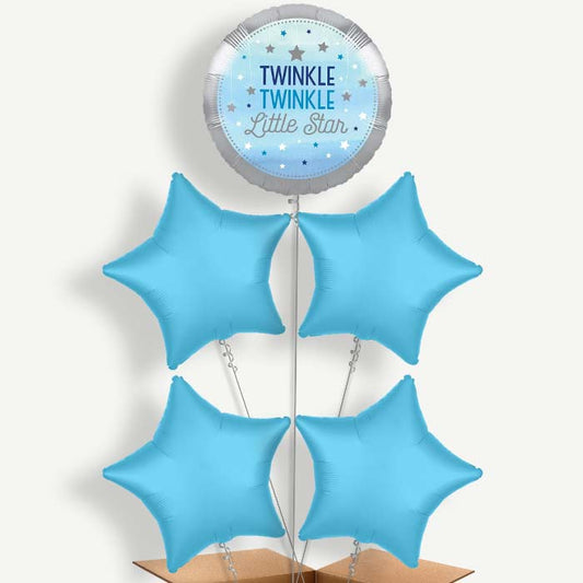 Blue Twinkle Twinkle Little Star Helium Cluster Balloons | Party Save Smile
