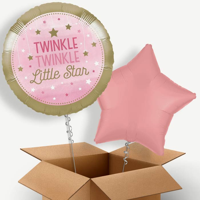 Pink Twinkle Twinkle Little Star Helium Balloon Couple | Party Save Smile