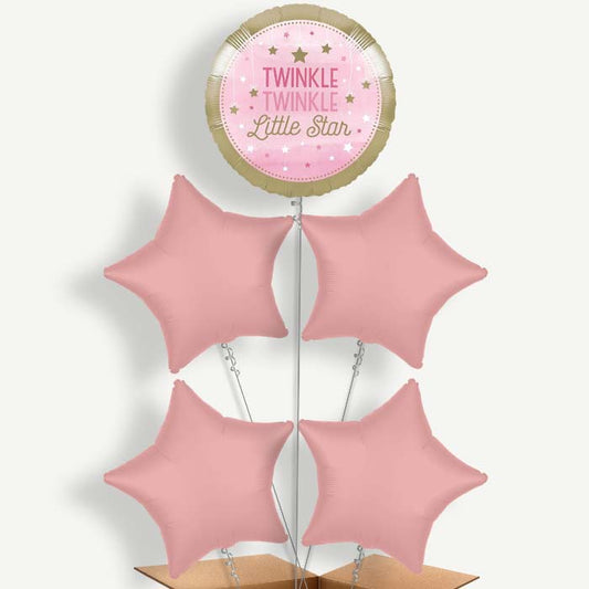 Pink Twinkle Twinkle Little Star Helium Cluster Balloons | Party Save Smile