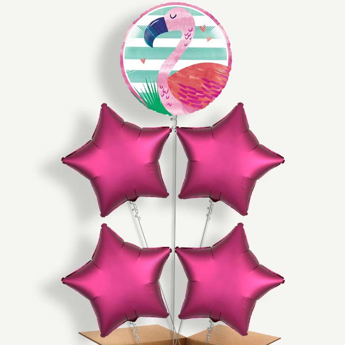 Flamingo Balloon Cluster Inflated with Helium | Party Save Smile