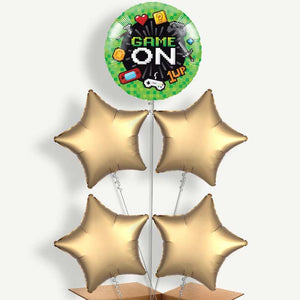 Game On 5 Balloon Cluster Inflated with Helium