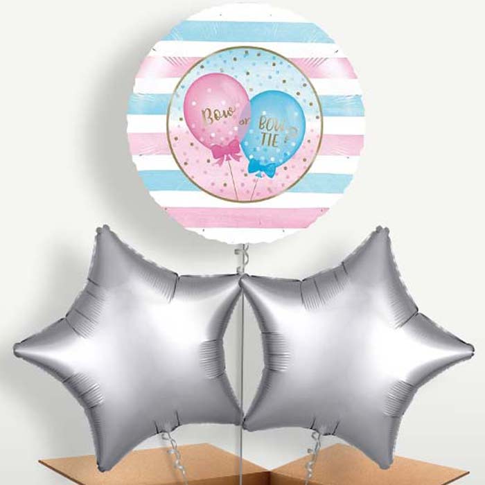 Bow or Bowtie Gender Reveal Bunch of Balloons | Party Save Smile