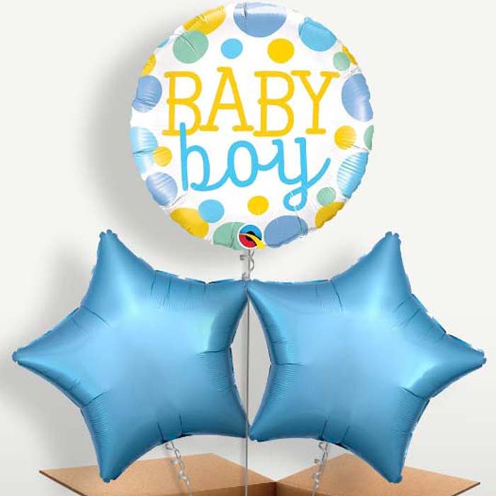 Dots & Spots Baby Boy Trio Balloon Bunch | Party Save Smile