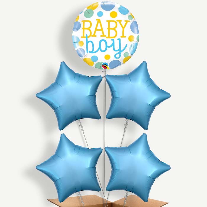 Dots & Spots Baby Boy Helium Cluster Balloons | Party Save Smile
