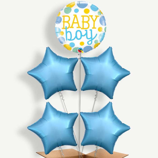 Dots & Spots Baby Boy Helium Cluster Balloons | Party Save Smile