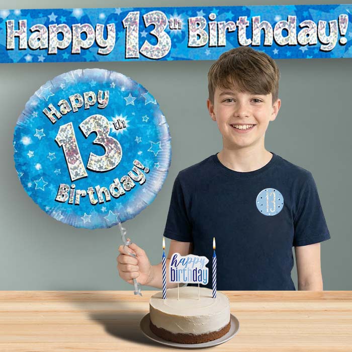 13th Birthday Helium Balloon & Decoration Package Blue Stars | Party Save Smile