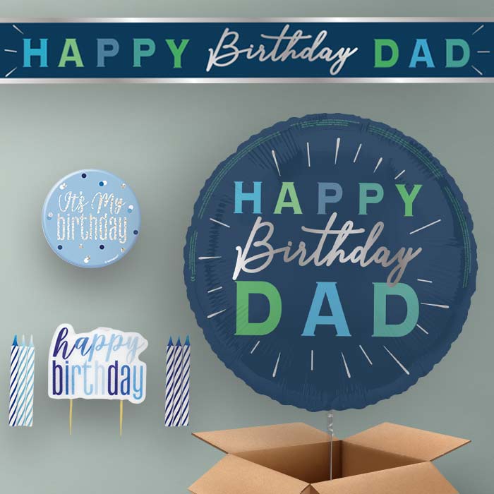 Dad Birthday Helium Balloon & Decoration Package Navy Blue
