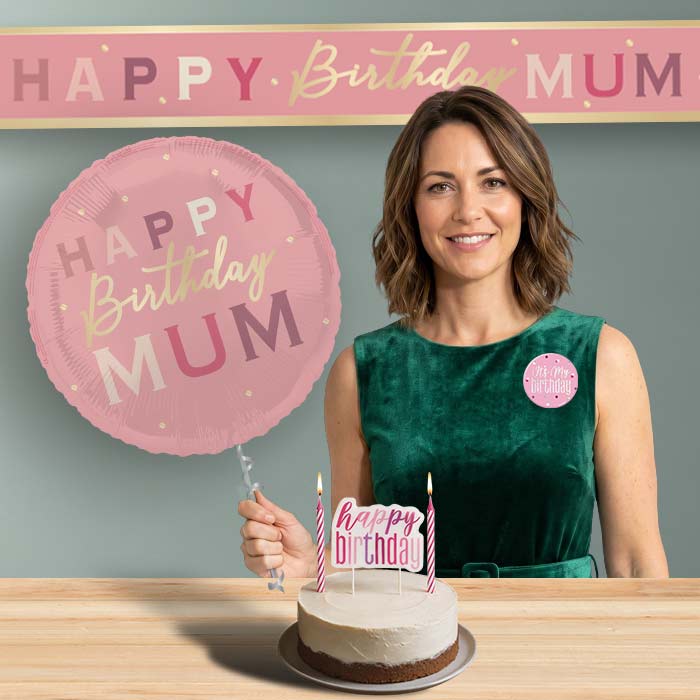 Mum Birthday Helium Balloon & Decoration Package Pink and Gold | Party Save Smile