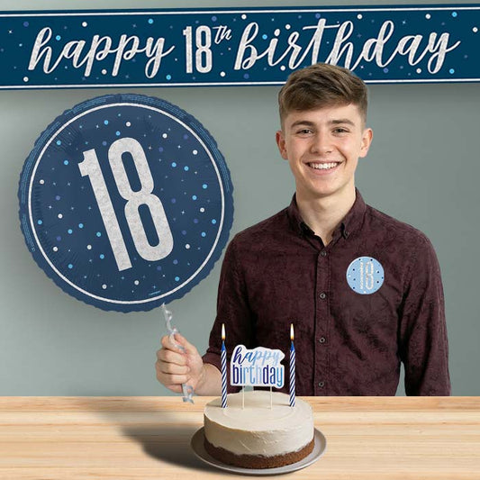 18th Birthday Helium Balloon & Decoration Package Navy Blue & Silver | Party Save Smile