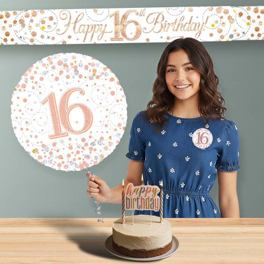 Rose Gold Helium Balloon and Decoration 16th Birthday Package | Party Save Smile