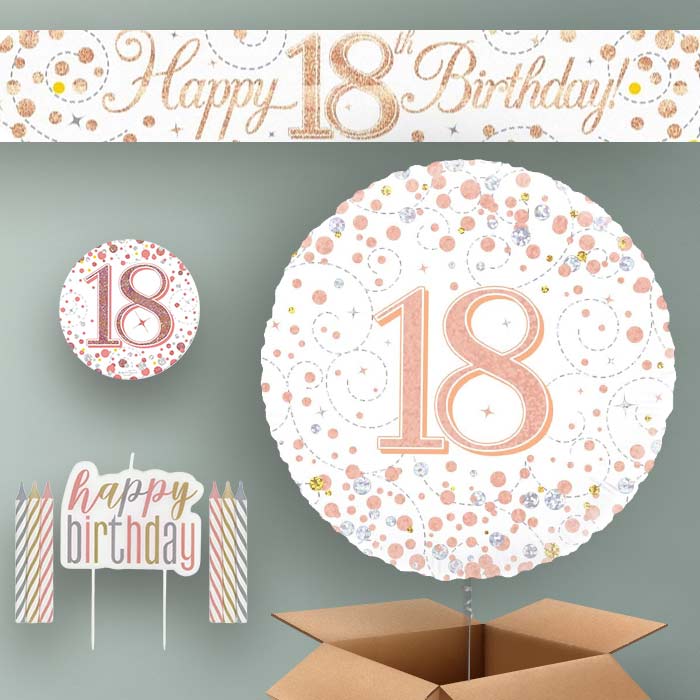 Rose Gold Helium Balloon and Decoration 18th Birthday Package