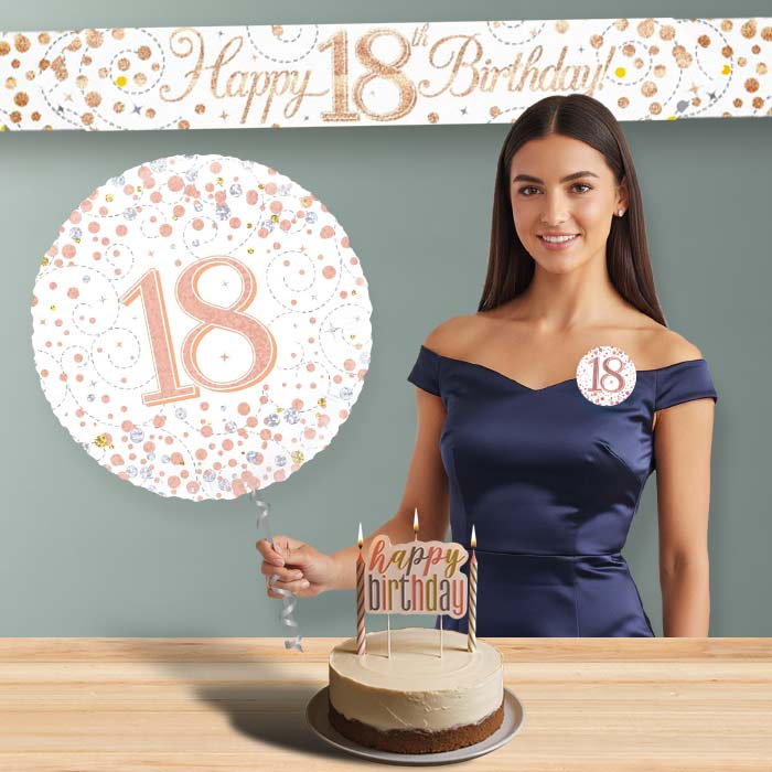 Rose Gold Helium Balloon and Decoration 18th Birthday Package | Party Save Smile