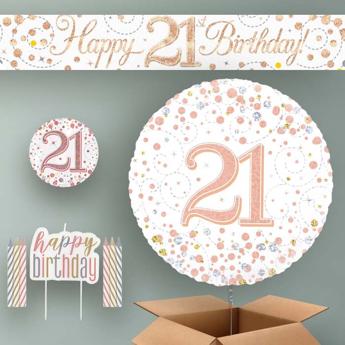 Rose Gold Helium Balloon and Decoration 21st Birthday Package