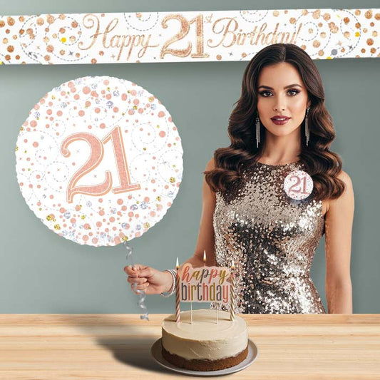 Rose Gold Helium Balloon and Decoration 21st Birthday Package | Party Save Smile