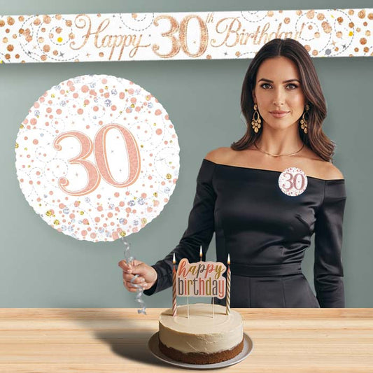 Rose Gold Helium Balloon and Decoration 30th Birthday Package | Party Save Smile